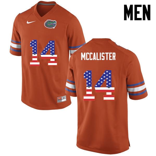 Men's NCAA Florida Gators Alex McCalister #14 Stitched Authentic USA Flag Fashion Nike Orange College Football Jersey KWO0365HQ